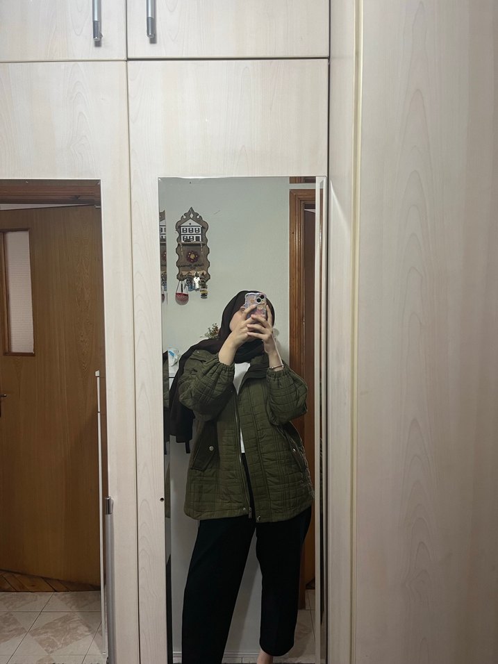 Kadın Haki Oversize Midi Ceket - Görsel 2