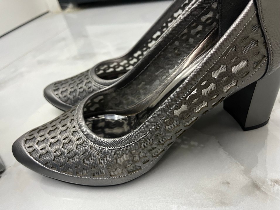 Gri Yılan Desenli Kadın Topuklu Ayakkabı - Görsel 3