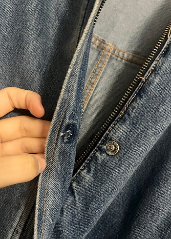 Kadın Kot Ceket, Kemerli, Rahat Kesim - Görsel 3