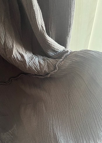 Gri Uzun Fırfırlı Keten Etek - Görsel 2