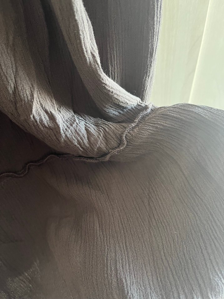 Gri Uzun Fırfırlı Keten Etek - Görsel 2