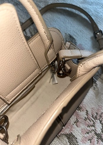 Bej Deri Kadın Omuz Çantası - Görsel 3