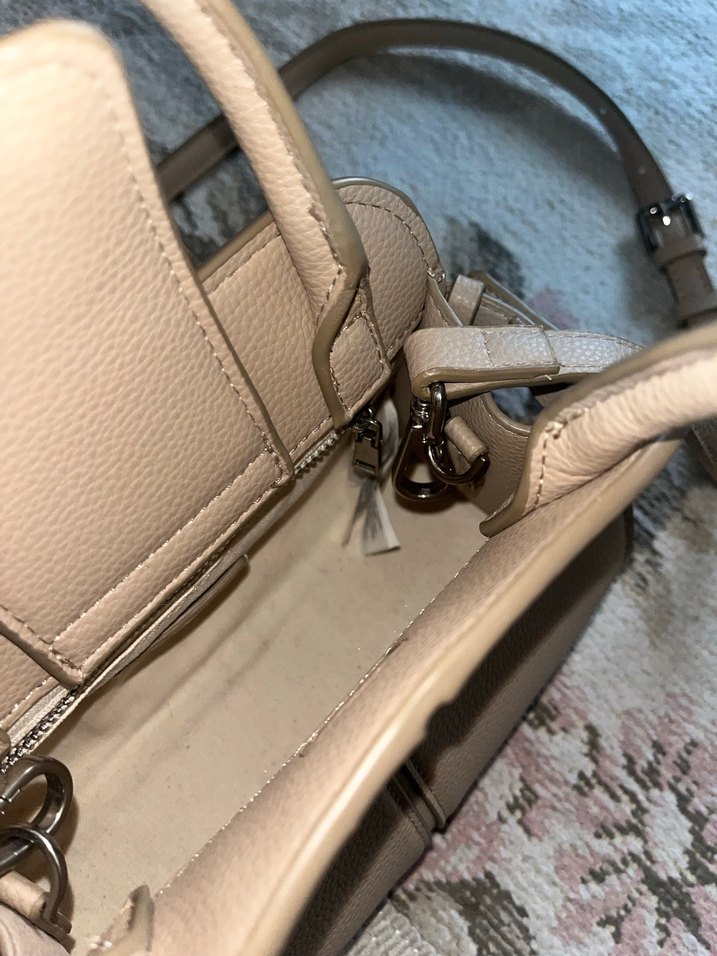 Bej Deri Kadın Omuz Çantası - Görsel 3