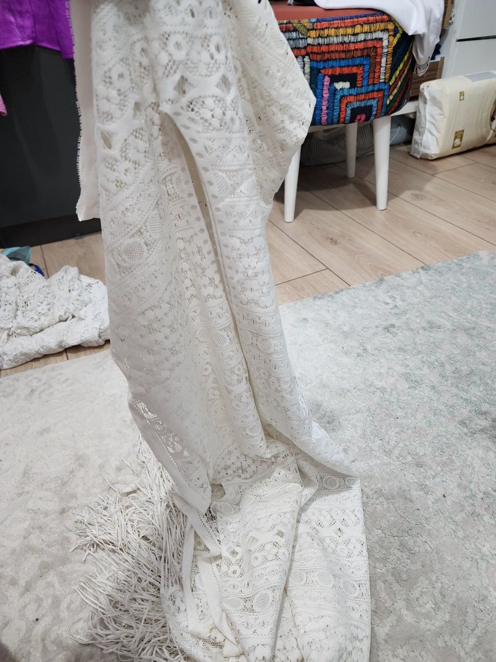 Beyaz Dantel Bohem pareo yelek - Görsel 2