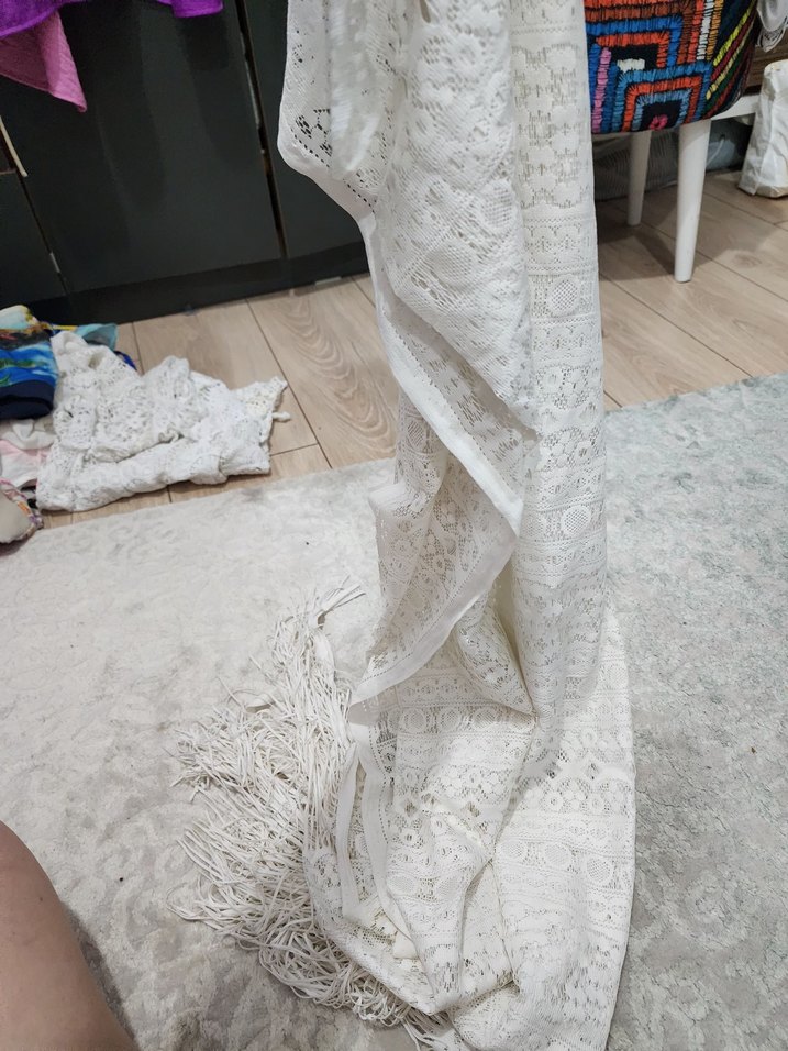 Beyaz Dantel Bohem pareo yelek - Görsel 3