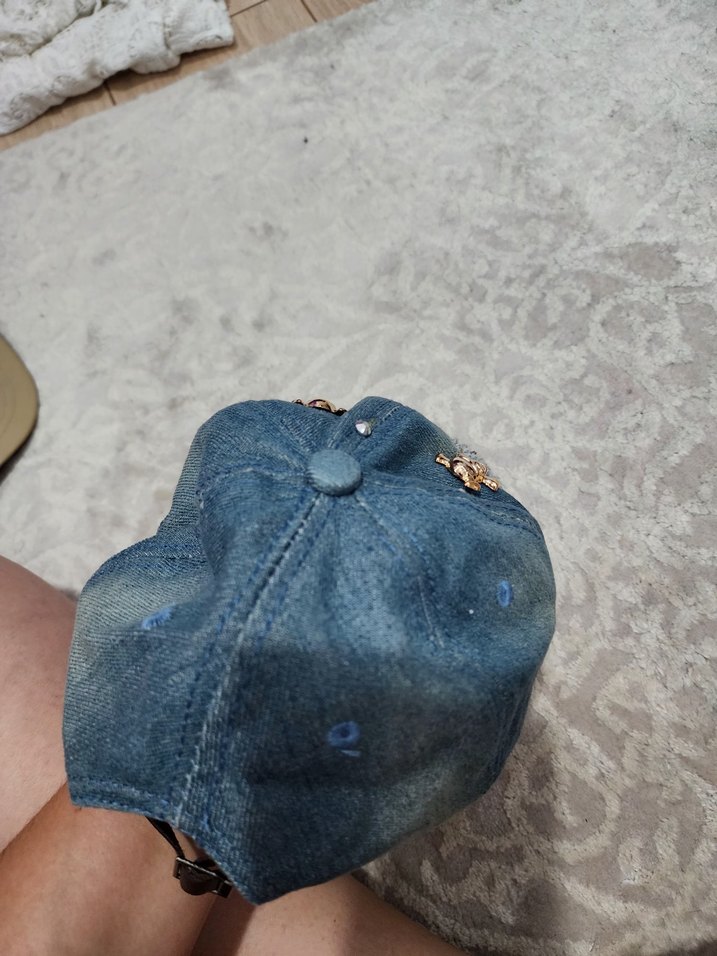 Diger Kadın Mavi Parlak Pullu Denim Şapka - Görsel 4