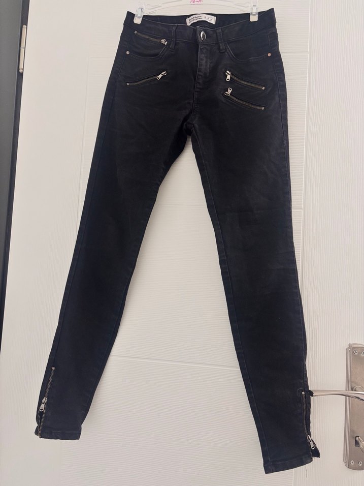 Zara Fermuarlı Siyah Jean Pantolon - Görsel 3