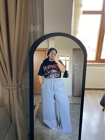 Gri aşırı oversize eşofman