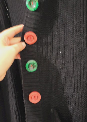 Renkli Düğmeli Uzun Kadın Hırka - Görsel 2