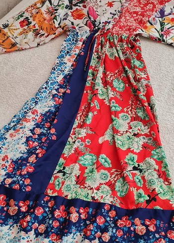 universal Beden Patchwork Uzun Elbise