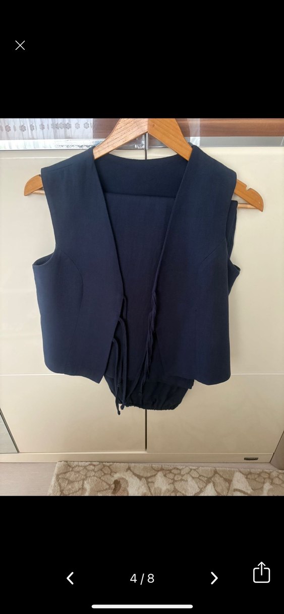 Lacivert Kadın Midi Denim Kumaş Pantolon - Görsel 4