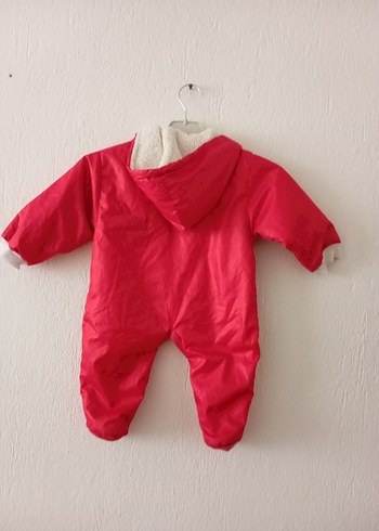 Kapüşonlu Nakışlı Kız Bebek Kırmızı Tulum - Görsel 7