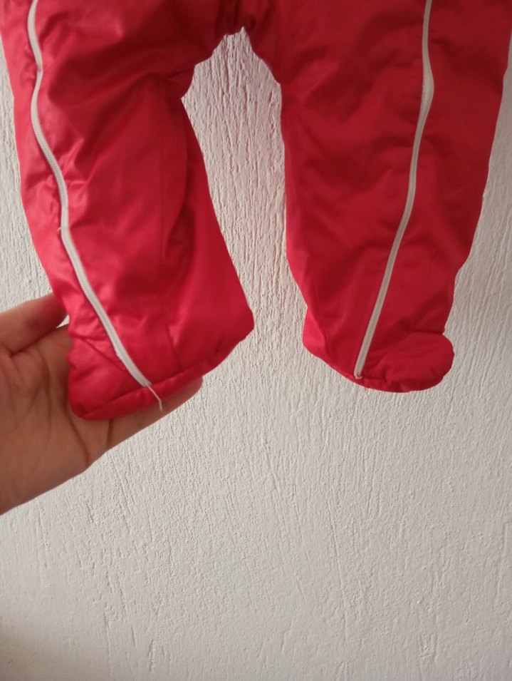 Kapüşonlu Nakışlı Kız Bebek Kırmızı Tulum - Görsel 5