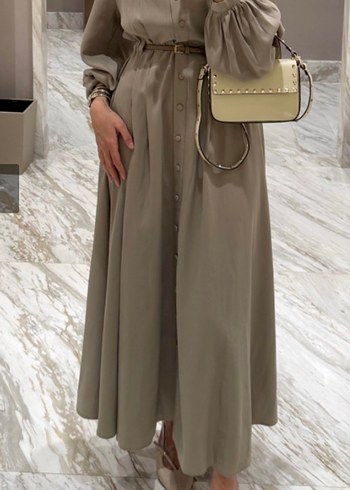 Zara Kemerli Elbise Haki