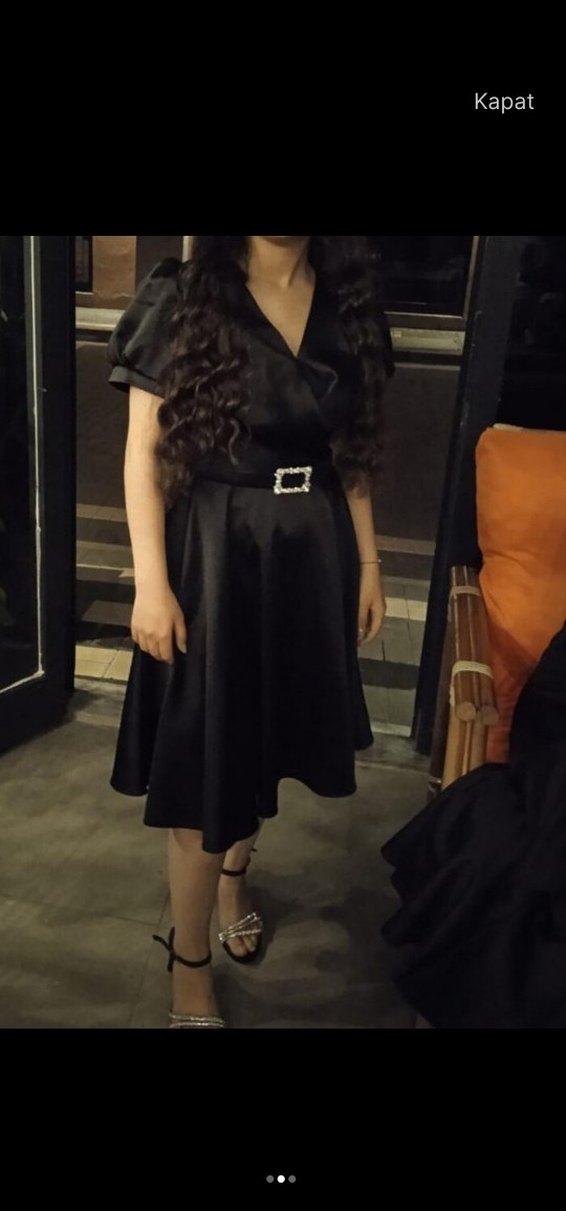 Siyah Tokalı Midi Abiye - Görsel 2