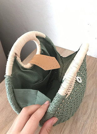 diğer Beden yeşil Renk Hasır tasarım çanta 