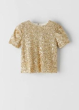 Zara kids Gold payetli çok şık bluz
