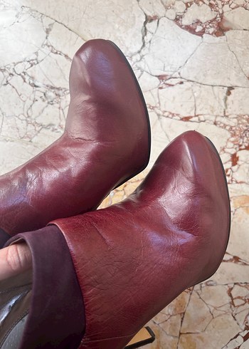 38,5 Beden bordo Renk Bordo Deri Yüksek Topuklu Kadın Bot