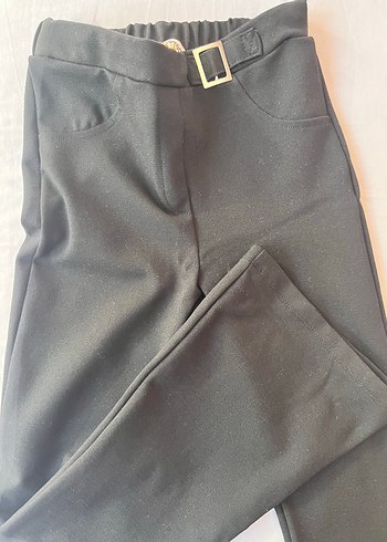 Kemer Detaylı Siyah Kumaş Kadın Pantolon - Görsel 3