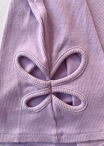 Mor Kelebek Pencereli Kız Çocuk Kısa Kollu Tişört - Görsel 2