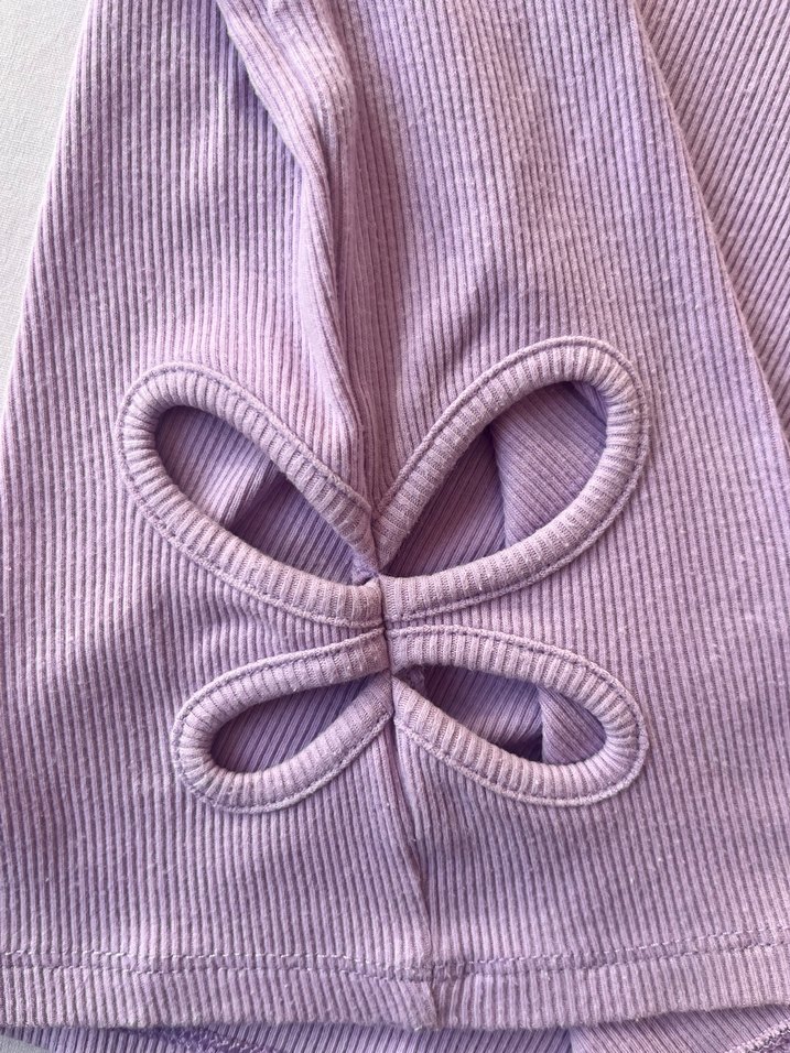 Mor Kelebek Pencereli Kız Çocuk Kısa Kollu Tişört - Görsel 2