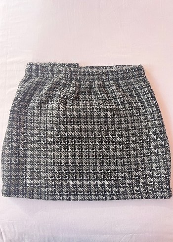 Düğmeli Gri Mini Ekose Etek - Görsel 2