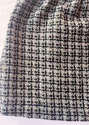 Düğmeli Gri Mini Ekose Etek - Görsel 3