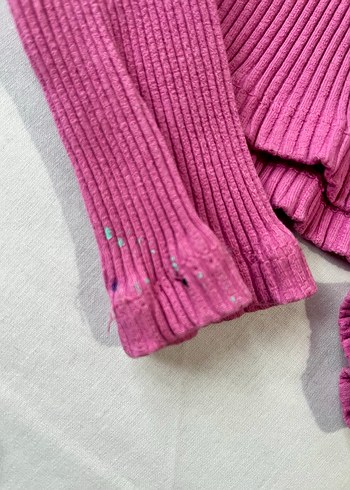 Pembe Örgü Uzun Kollu Crop Penye - Görsel 3