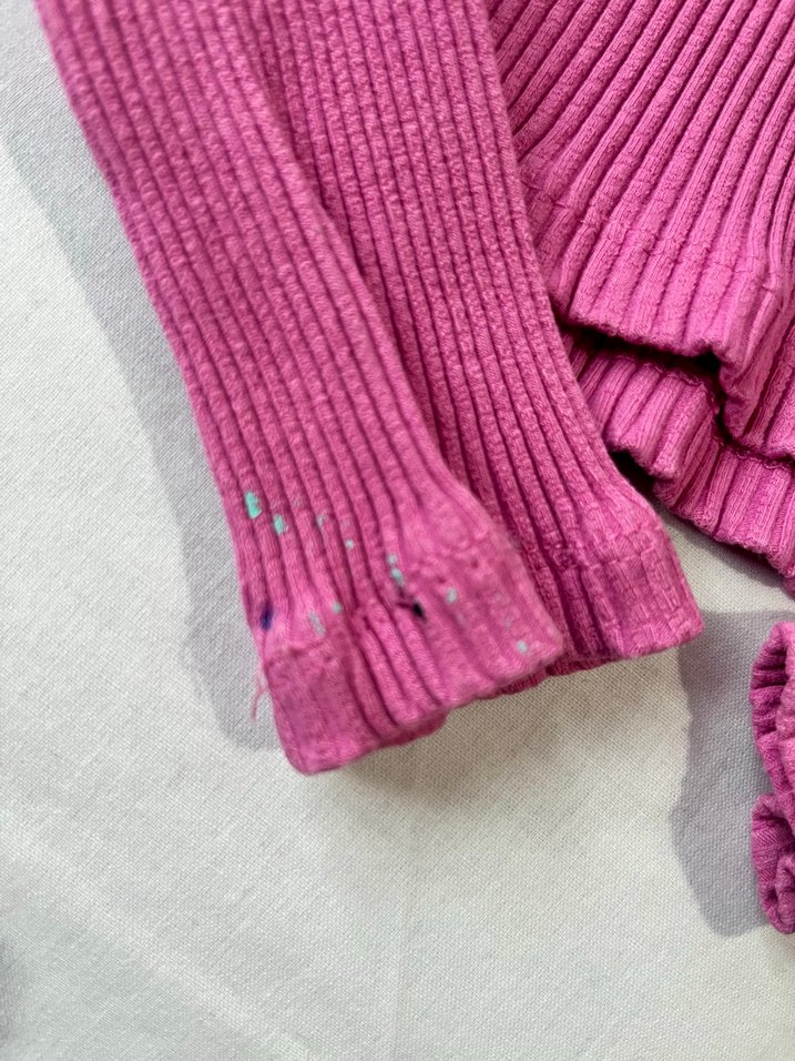 Pembe Örgü Uzun Kollu Crop Penye - Görsel 3