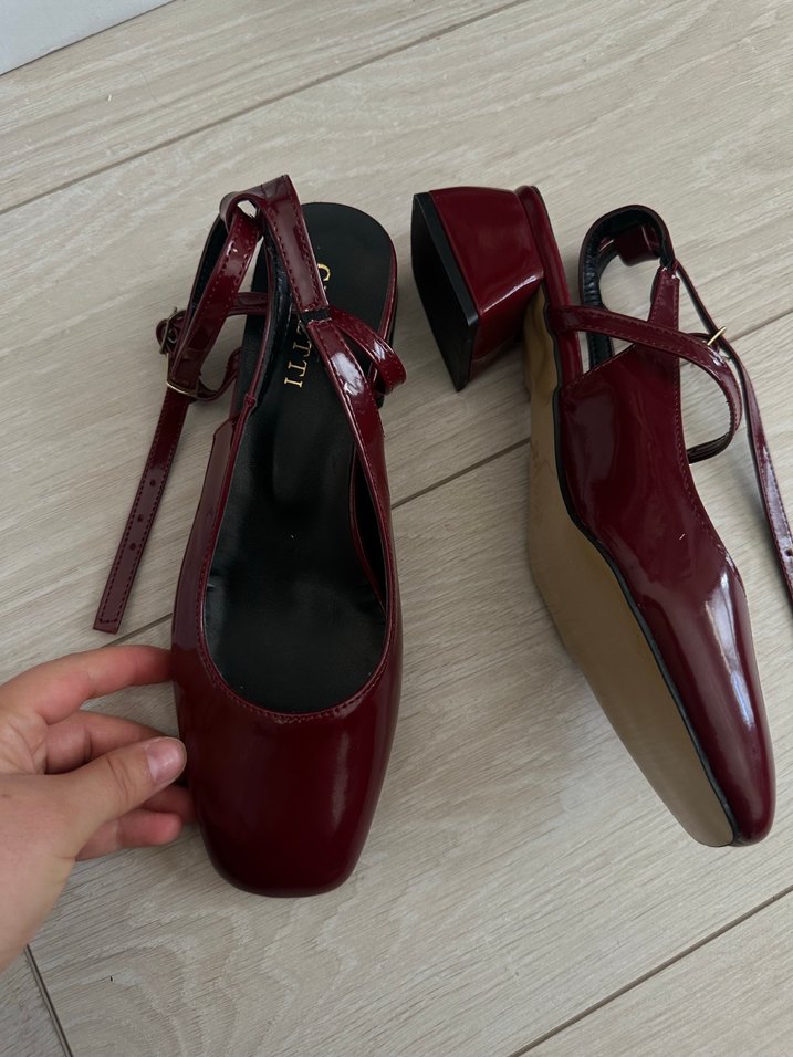 Bordo Rugan Tokalı Kadın Topuklu Ayakkabı - Görsel 2