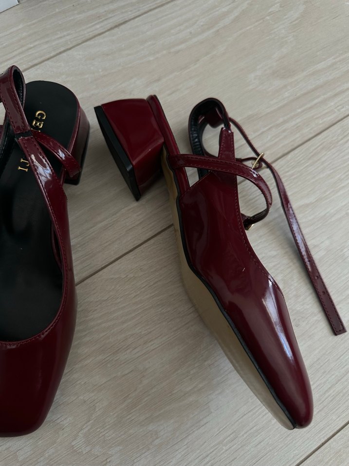 Bordo Rugan Tokalı Kadın Topuklu Ayakkabı - Görsel 5