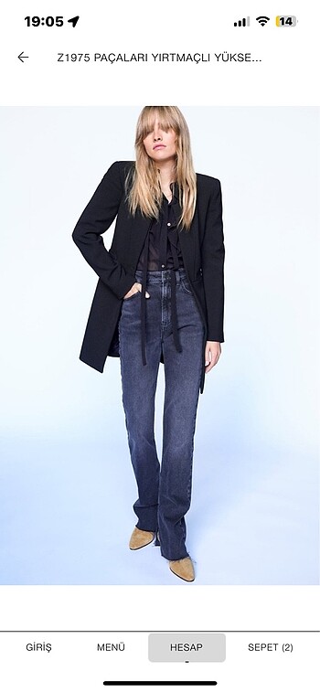 Zara yandan yırtmaçlı yumuşak jean