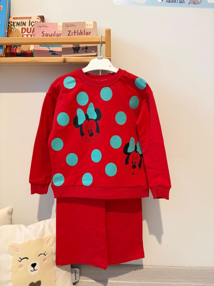Kız Çocuk Kırmızı Baskılı Sweatshirt - Görsel 2