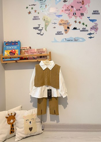 Kız Bebek Örgü Süveterli Kahverengi Takım - Görsel 4