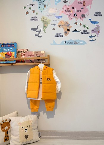 Sarı Kapüşonlu Fermuarlı Bebek Takımı - Görsel 4