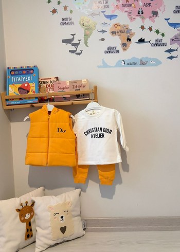Sarı Kapüşonlu Fermuarlı Bebek Takımı - Görsel 2