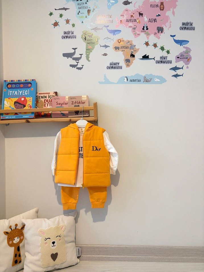Sarı Kapüşonlu Fermuarlı Bebek Takımı - Görsel 4