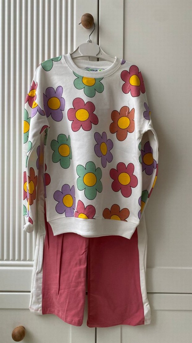 Çiçek Desenli Kız Bebek Takımı - Görsel 2