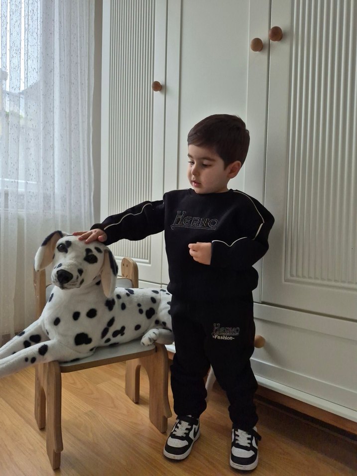 Siyah Baskılı Erkek Çocuk Eşofman Takımı - Görsel 4