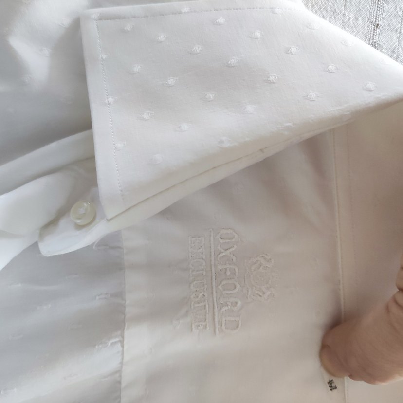 Beyaz Erkek Kol Düğmeli Klasik Gömlek - Görsel 4