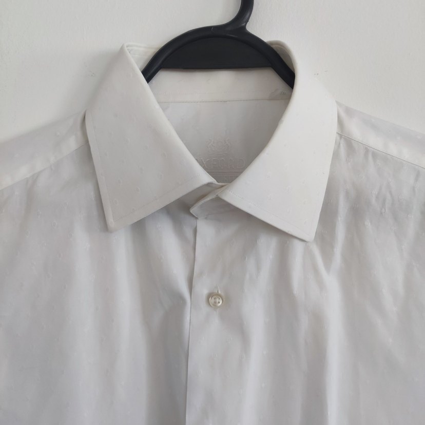 Beyaz Erkek Kol Düğmeli Klasik Gömlek - Görsel 3