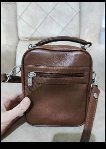 hakiki deri Kahverengi Erkek Omuz Çantası - Görsel 4