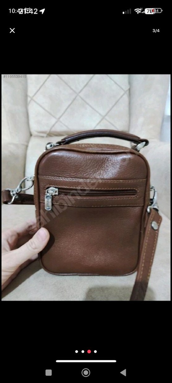 hakiki deri Kahverengi Erkek Omuz Çantası - Görsel 4