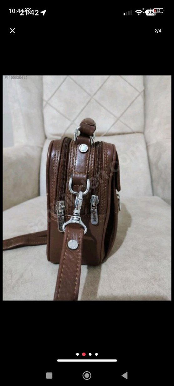 hakiki deri Kahverengi Erkek Omuz Çantası - Görsel 2