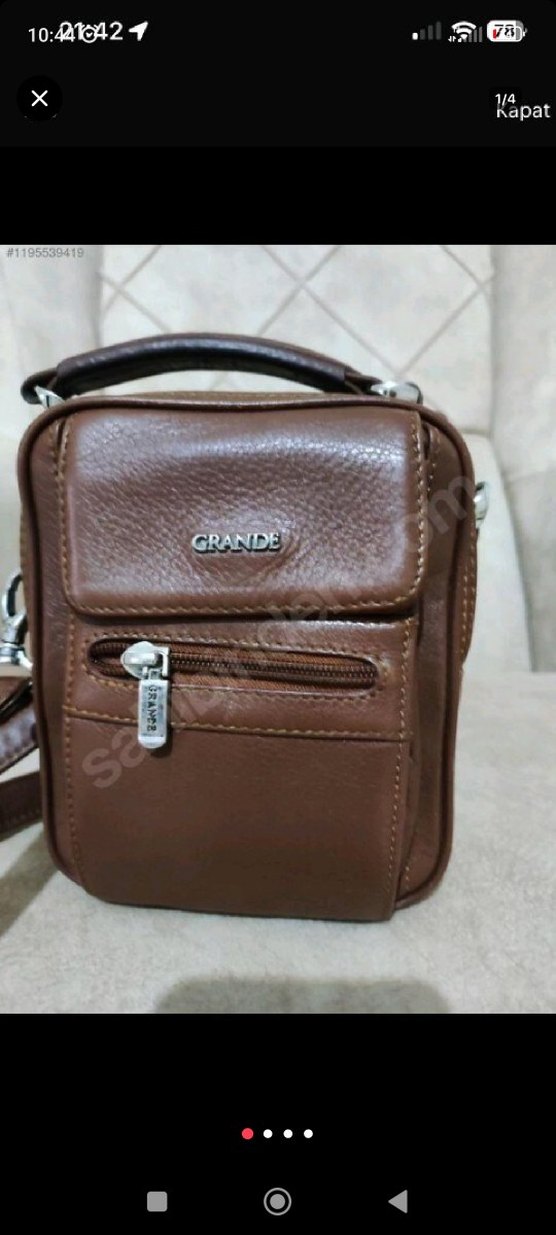 hakiki deri Kahverengi Erkek Omuz Çantası - Görsel 3