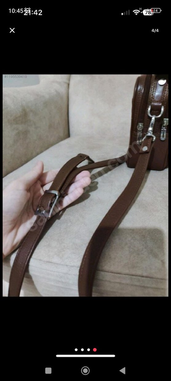 hakiki deri Kahverengi Erkek Omuz Çantası - Görsel 5