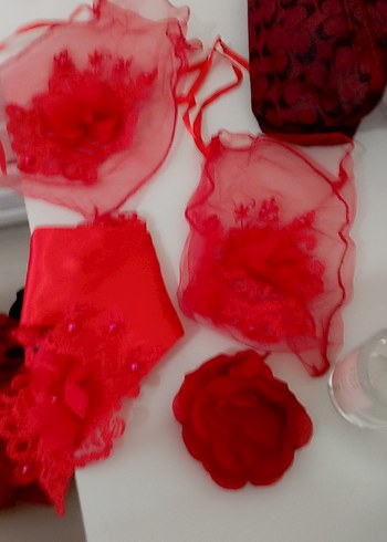 kırmızı duvak seti - Görsel 4