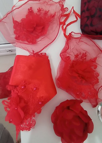 kırmızı duvak seti - Görsel 3