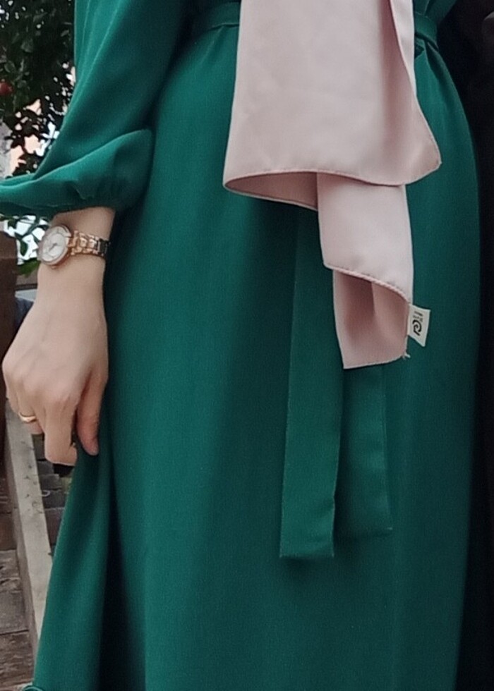 Yeşil krep elbise - Görsel 2