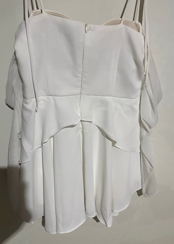 İnce askılı Mini Beyaz Elbise - Görsel 2